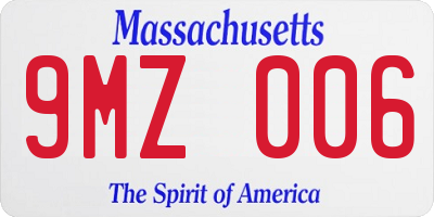 MA license plate 9MZ006