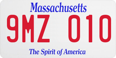 MA license plate 9MZ010