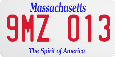 MA license plate 9MZ013