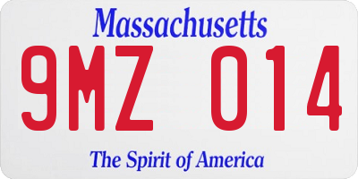 MA license plate 9MZ014
