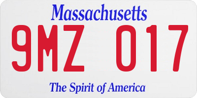 MA license plate 9MZ017