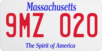 MA license plate 9MZ020