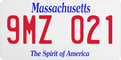 MA license plate 9MZ021