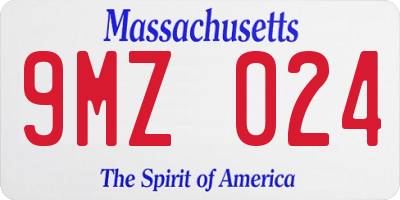MA license plate 9MZ024