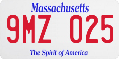 MA license plate 9MZ025