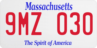 MA license plate 9MZ030