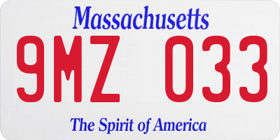 MA license plate 9MZ033