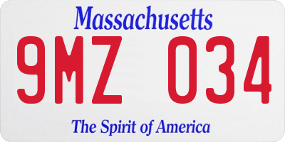 MA license plate 9MZ034