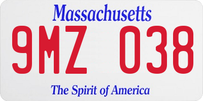 MA license plate 9MZ038