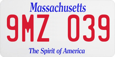 MA license plate 9MZ039