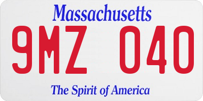 MA license plate 9MZ040
