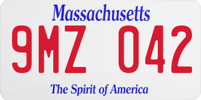 MA license plate 9MZ042