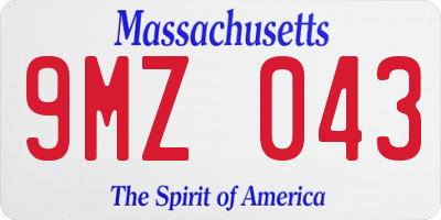 MA license plate 9MZ043