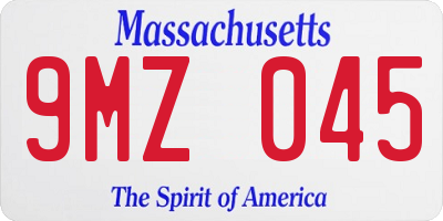 MA license plate 9MZ045