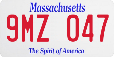 MA license plate 9MZ047