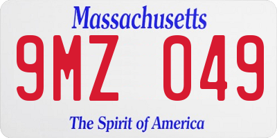 MA license plate 9MZ049
