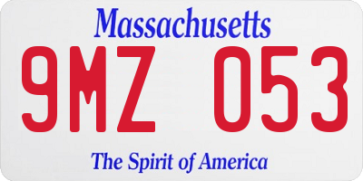 MA license plate 9MZ053