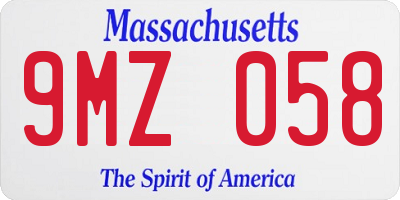MA license plate 9MZ058