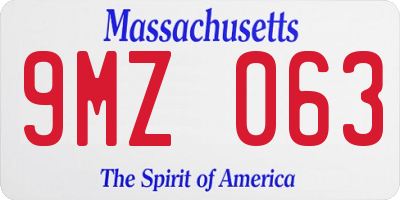 MA license plate 9MZ063