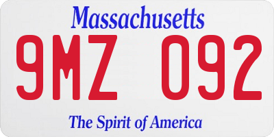 MA license plate 9MZ092