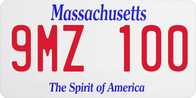 MA license plate 9MZ100