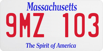 MA license plate 9MZ103
