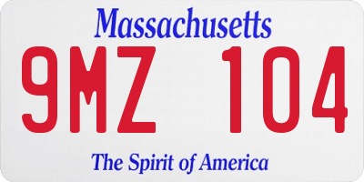 MA license plate 9MZ104