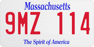 MA license plate 9MZ114
