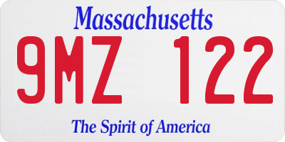 MA license plate 9MZ122