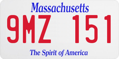 MA license plate 9MZ151