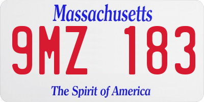 MA license plate 9MZ183