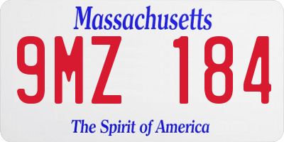 MA license plate 9MZ184