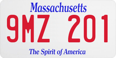 MA license plate 9MZ201