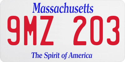 MA license plate 9MZ203