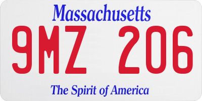 MA license plate 9MZ206