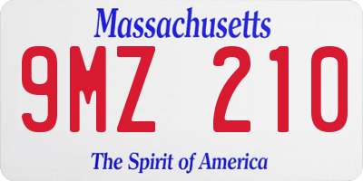 MA license plate 9MZ210