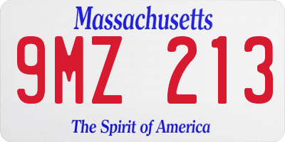 MA license plate 9MZ213