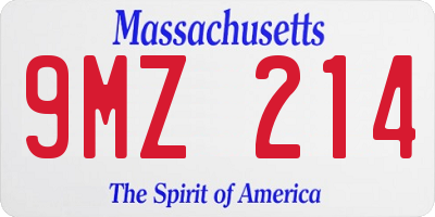 MA license plate 9MZ214