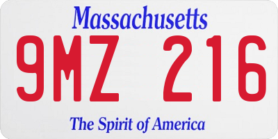 MA license plate 9MZ216
