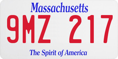 MA license plate 9MZ217