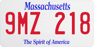MA license plate 9MZ218