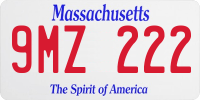 MA license plate 9MZ222