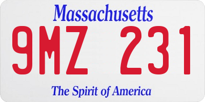 MA license plate 9MZ231