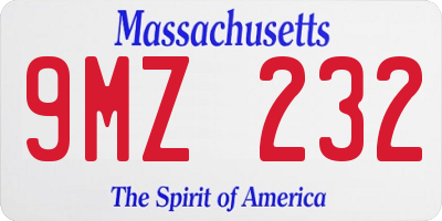 MA license plate 9MZ232