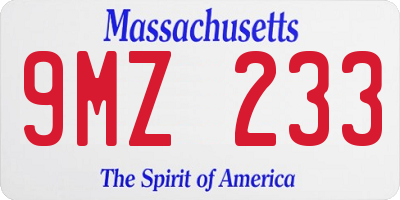 MA license plate 9MZ233