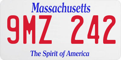 MA license plate 9MZ242