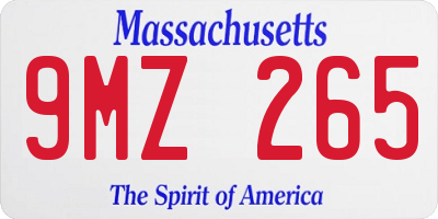 MA license plate 9MZ265