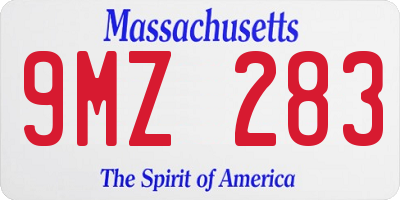 MA license plate 9MZ283