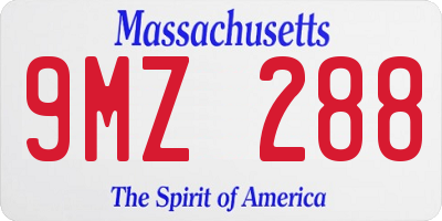 MA license plate 9MZ288