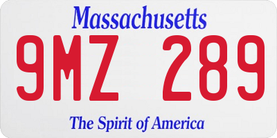 MA license plate 9MZ289